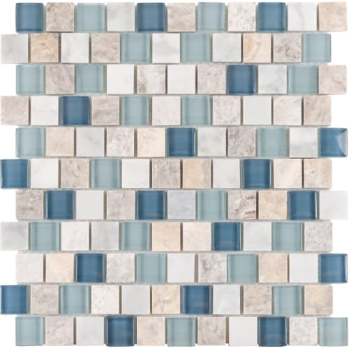 1" x 1" Offset Collection in Trevi Fountain Offset Glass Tile