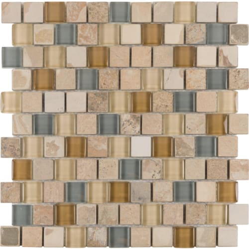 1" x 1" Offset Collection in Cliff Rock Offset Glass Tile