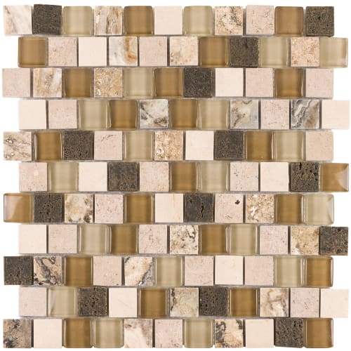 1" x 1" Offset Collection in Sandy Bronze Offset Glass Tile