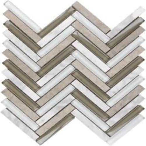 Large Herringbone in Crestone 5/8? X 4? Glass Tile