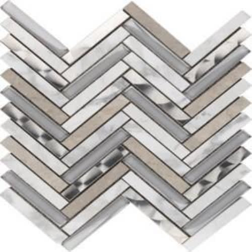 Large Herringbone in Shavano 5/8? X 4? Glass Tile