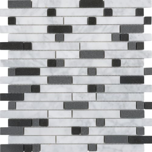 Linear in Black N White Glass Tile