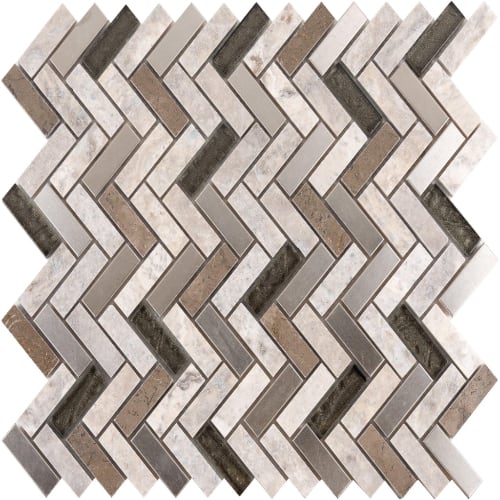 Small Herringbone in Mineral Glass Tile