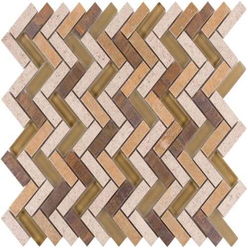 Small Herringbone in Russet Peak Glass Tile