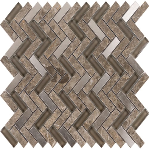 Small Herringbone in Sawtooth Mountain Glass Tile