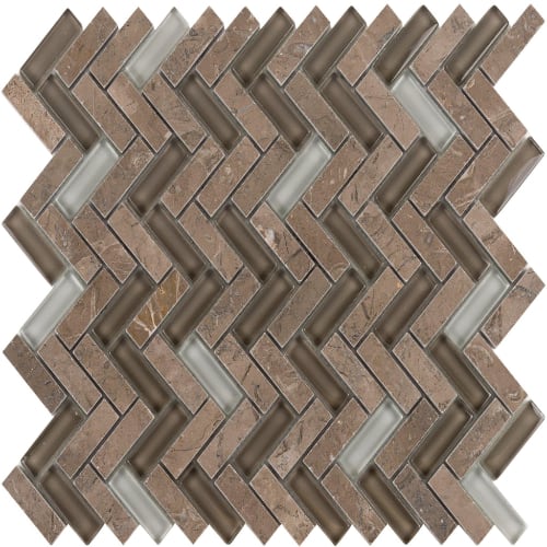 Small Herringbone in Shaded Sky Glass Tile