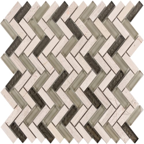 Small Herringbone in Vermilion Cliffs Glass Tile