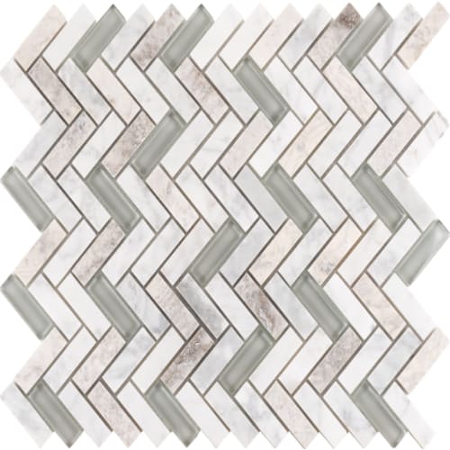 Small Herringbone in Whitetail Glass Tile
