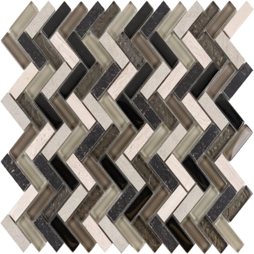 Small Herringbone in Yukon Range Glass Tile