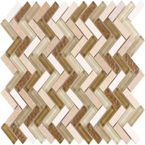 Small Herringbone in Churchill Pass Glass Tile