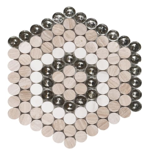 Designer Hexagon - Stone in Midland Glass Tile