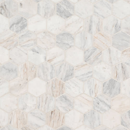 Capri Blue in Capri Blue 2" Hexagon Mosaic Tile Natural Stone