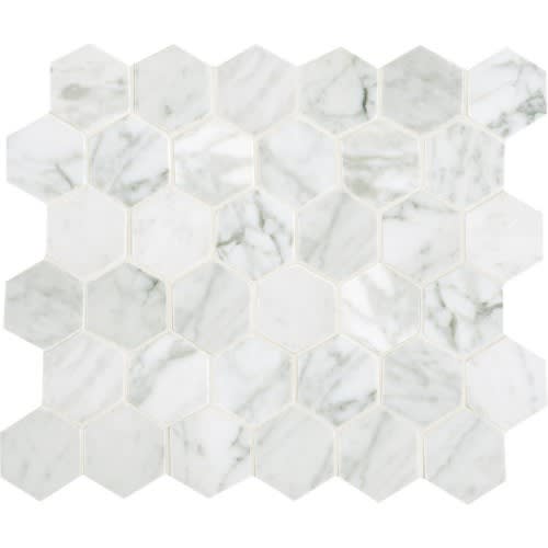 Marble Collection in Carrara White Hexagon 6x6 Natural Stone