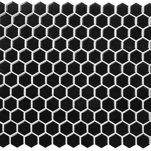 Freedom Avenue Collection - 3/4" Hex in Pitch Raven Glass Tile
