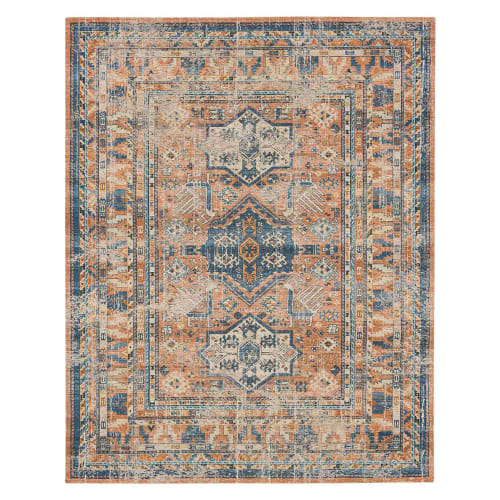 Haykota Terracotta/Rust Blue in Terracotta/Rust Blue 5'X8' Area Rugs