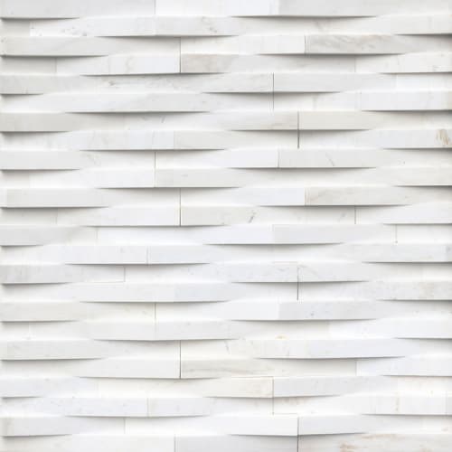 Rockmount Stacked Stone Collection in Cosmic White 3d Wave Natural Stone