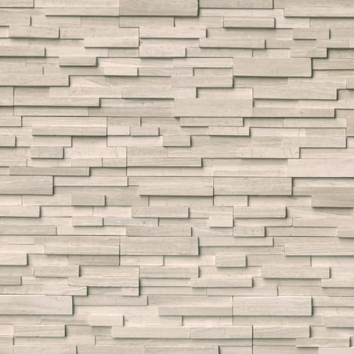 Rockmount Stacked Stone Collection in White Oak 3d Honed Natural Stone