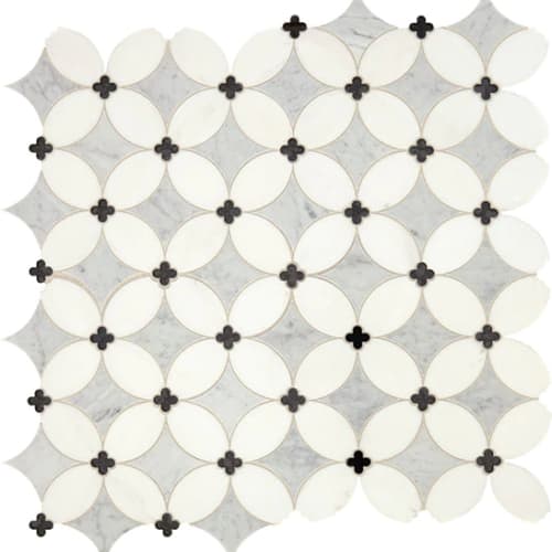 Lavaliere in Carrara/Thassos/Blk Ant Mirror Petal Tile