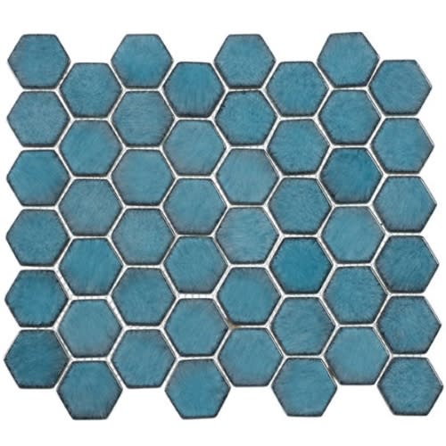 Greenwich Collection Hex in Lafayette Blue (Hex) Glass Tile