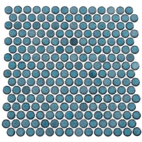 Greenwich Collection Penny Round in Lafayette Blue (Penny Round) Glass Tile