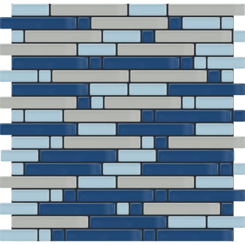 Linear in Stormy Skies Glass Tile