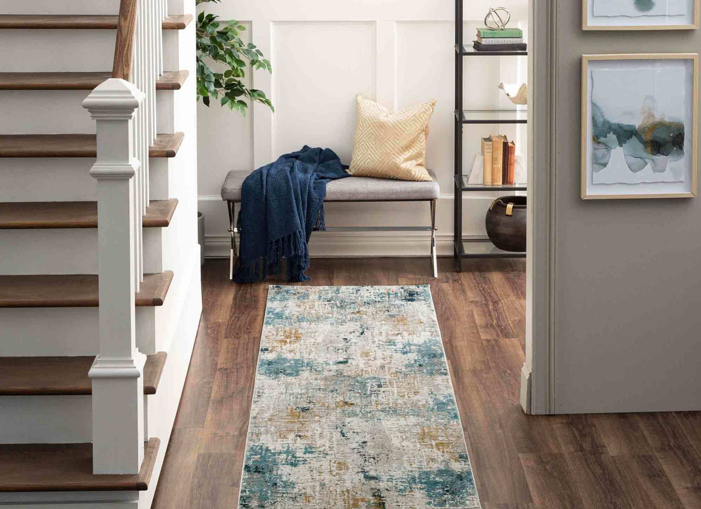 Marseille Blue in Blue 2'6"x8' Area Rugs