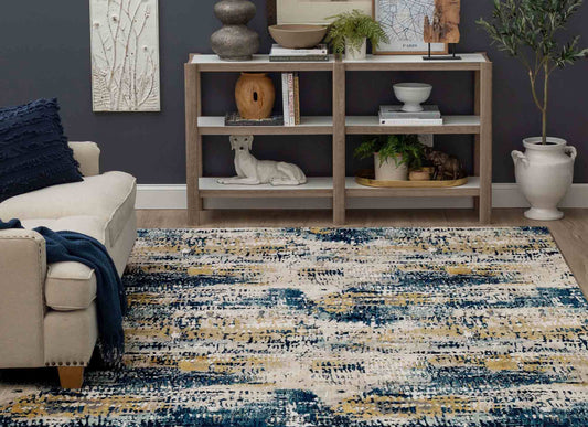 Placid Majolica Blue in Majolica Blue 5'3"x7'10" Area Rugs