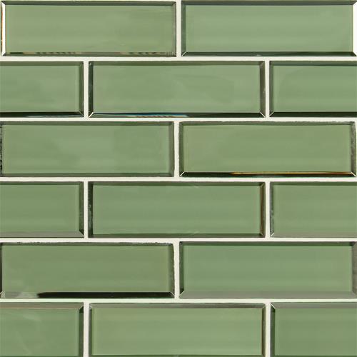 Evergreen in Beveled Subway Glass Tile