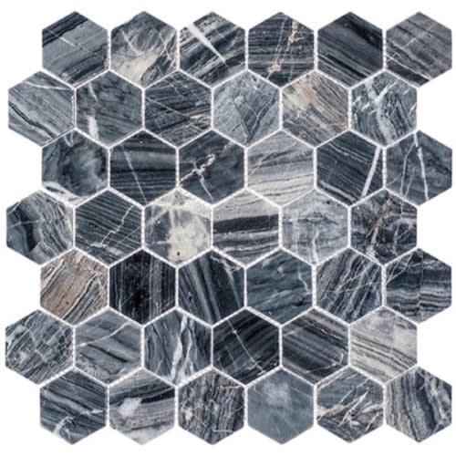 Colonial in Salem Charcoal 2" Hex Natural Stone