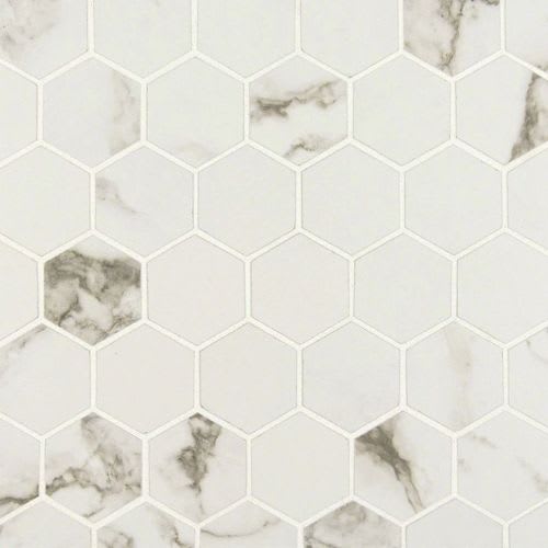 Pietra in Statuario 2” Hexagon Matte Tile